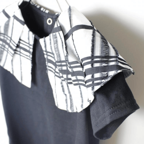 〈MAAROOK〉Sheer fringe check collar jersey T-shirt ※BABY/KIDS/JUNIOR
