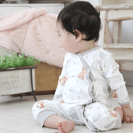 〈Bunnies By The Bay〉"Fox" rompers (White/Brown)