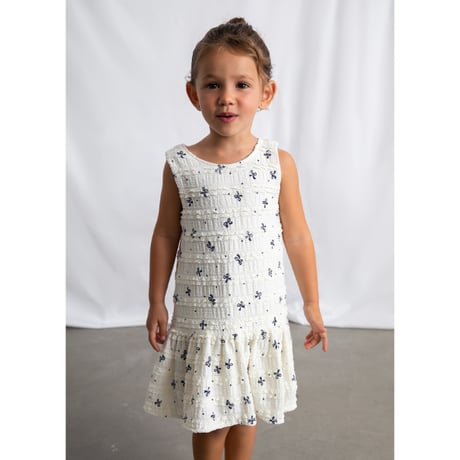 〈mayoral〉ribbon print dress (white) ※KIDS