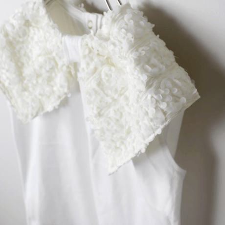 〈MAAROOK〉Snow Willow Ribbon Collar Jersey T-Shirt(white) ※BABY/KIDS/JUNIOR