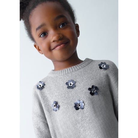 〈mayoral〉Flower-decorated sweaters and dresses (gray) ※KIDS