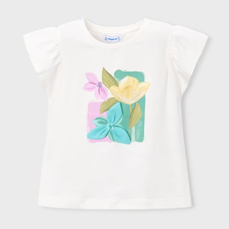 〈mayoral〉Flower motif T-shirt (white) ※KIDS