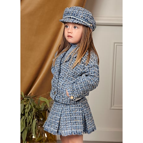 〈Abel&Lula〉tweed skirt (blue) ※KIDS&JUNIOR