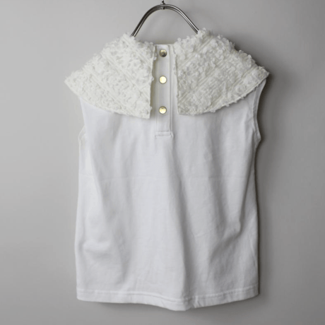 〈MAAROOK〉Snow Willow Ribbon Collar Jersey T-Shirt(white) ※BABY/KIDS/JUNIOR