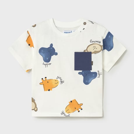 〈mayoral〉Animal print T-shirt with pocket ※BABY