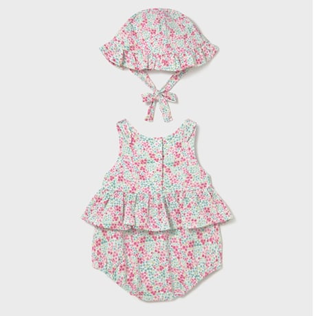 〈mayoral〉rompers and baby hat (green flower) ※BABY