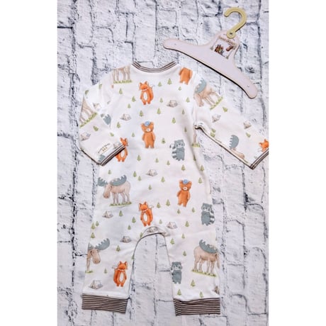〈Bunnies By The Bay〉"Fox" rompers (White/Brown)