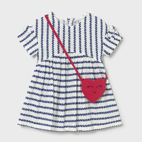 〈mayoral〉Striped dress with pochette (blue) ※BABY