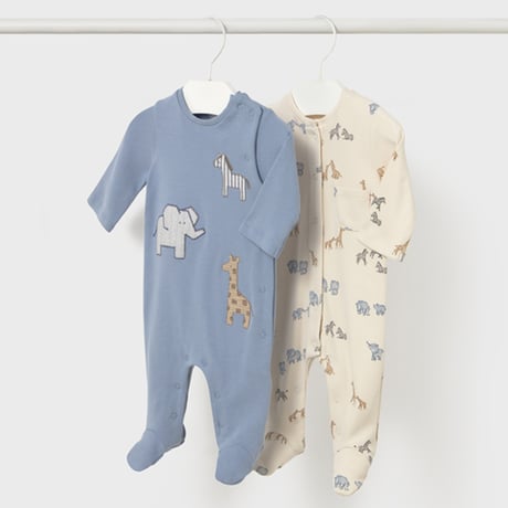 〈mayoral〉Rompers with feet 2P set (Blue)※BABY