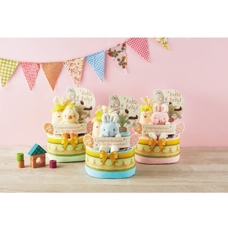キャロットラペオリジナルダイパーケーキ〈Bunnies By The Bay〉"Rabbit" diaper cake (Blue)