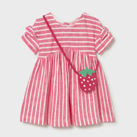 〈mayoral〉Striped dress with pochette (pink) ※BABY
