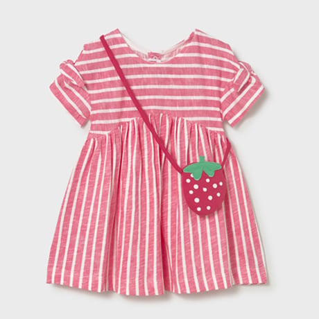 〈mayoral〉Striped dress with pochette (pink) ※BABY