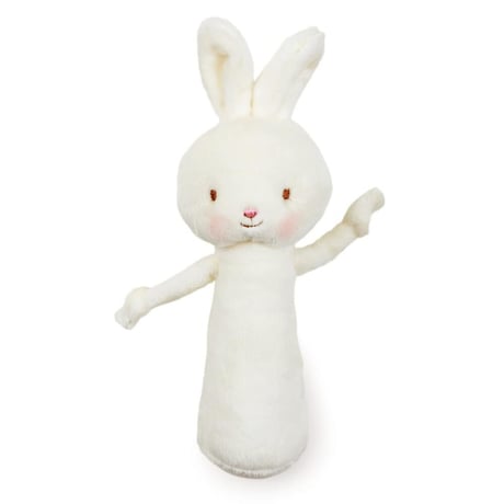 〈Bunnies By The Bay〉"Rabbit" stick rattle (White/Pink)