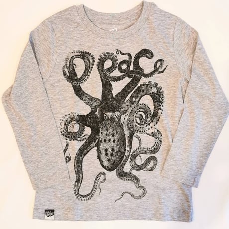 〈LION of LEISURE〉"Octopus" long sleeve t-shirts (Light gray) ※JUNIOR