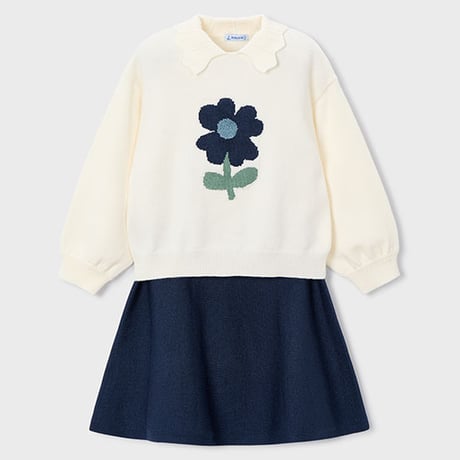 〈mayoral〉Floral sweater and skirt (navy) ※KIDS