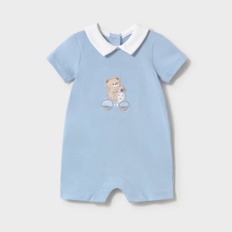 〈mayoral〉Collared romper 2-piece set (blue) ※BABY