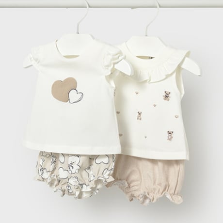 〈mayoral〉Two sets of tops and bloomers (beige) ※BABY