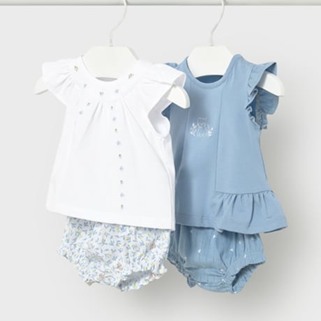 〈mayoral〉Two sets of tops and bloomers (blue) ※BABY