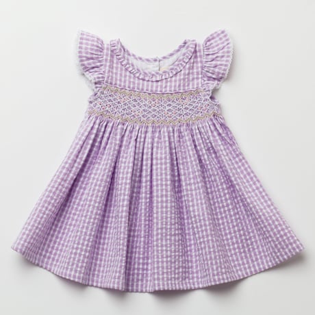 〈Albetta〉Gingham Dress (lavender）※BABY&KIDS