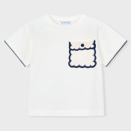 〈mayoral〉T-shirt with knit pocket (white) ※KIDS