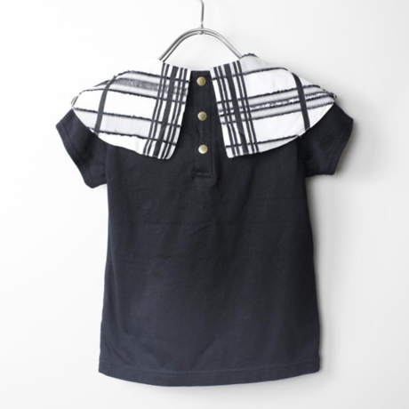 〈MAAROOK〉Sheer fringe check collar jersey T-shirt ※BABY/KIDS/JUNIOR