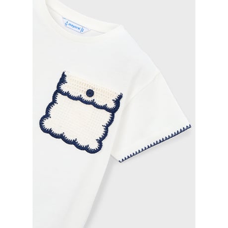 〈mayoral〉T-shirt with knit pocket (white) ※KIDS