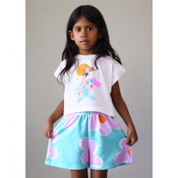 〈mayoral〉French sleeve top and shorts 2-piece set  (blue)