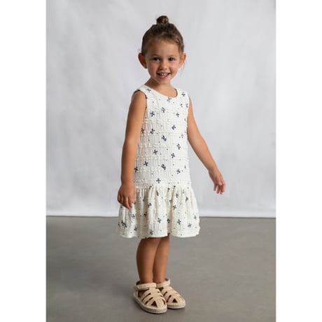 〈mayoral〉ribbon print dress (white) ※KIDS