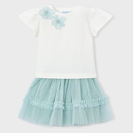 〈mayoral〉T-shirt and tulle skirt set (green) ※KIDS