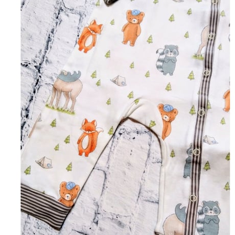 〈Bunnies By The Bay〉"Fox" rompers (White/Brown)