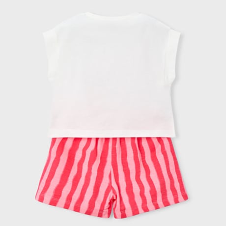 〈mayoral〉French sleeve top and shorts 2-piece set  (pink)