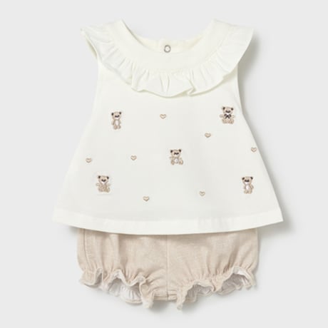 〈mayoral〉Two sets of tops and bloomers (beige) ※BABY