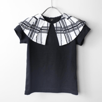 〈MAAROOK〉Sheer fringe check collar jersey T-shirt ※BABY/KIDS/JUNIOR