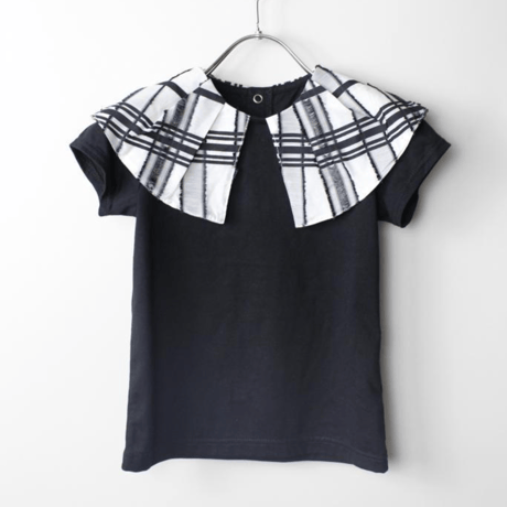 〈MAAROOK〉Sheer fringe check collar jersey T-shirt ※BABY/KIDS/JUNIOR