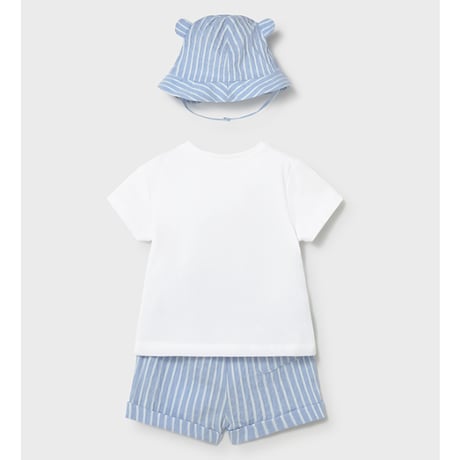 〈mayoral〉Eared hat, T-shirt and pants set  (blue) ※BABY
