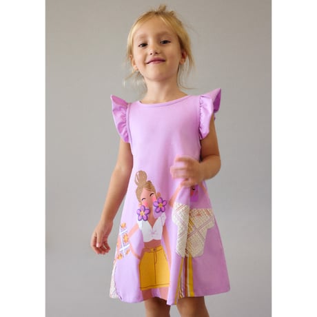 〈mayoral〉A-line print dress (purple) ※KIDS
