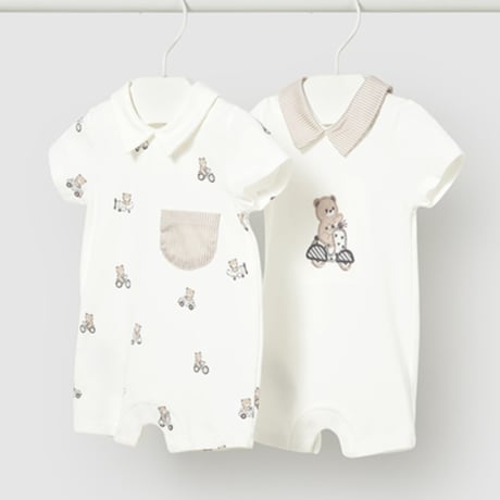 〈mayoral〉Collared romper 2-piece set (white) ※BABY