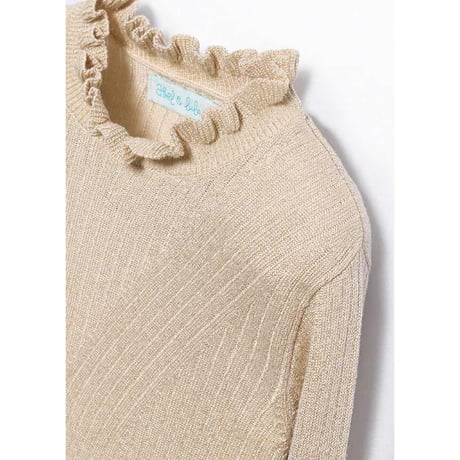 〈Abel&Lula〉Rib knit with glitter (gold) ※KIDS&JUNIOR