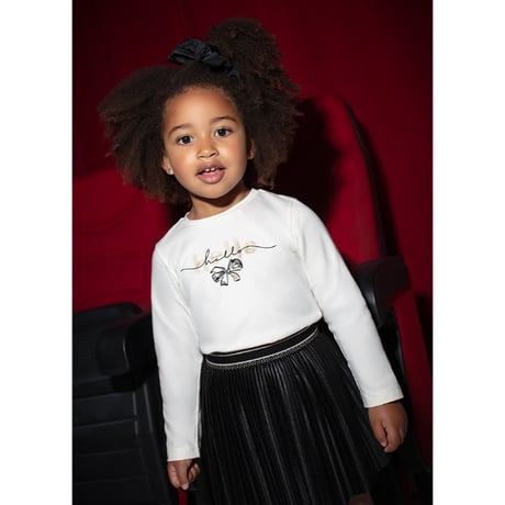 〈mayoral〉 Long-sleeved top with scrunchie (black) ※KIDS