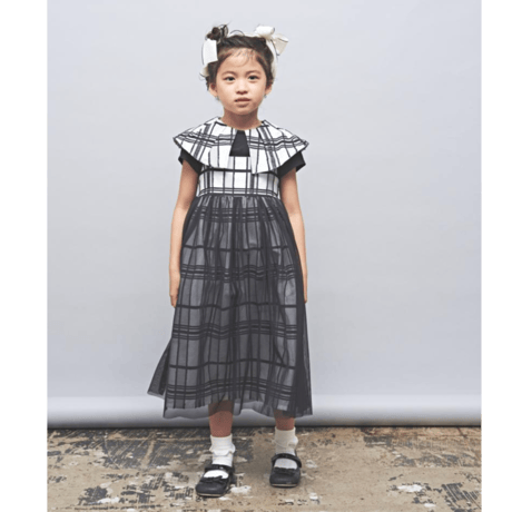〈MAAROOK〉Sheer fringe check tulle jumper skirt ※BABY/KIDS/JUNIOR