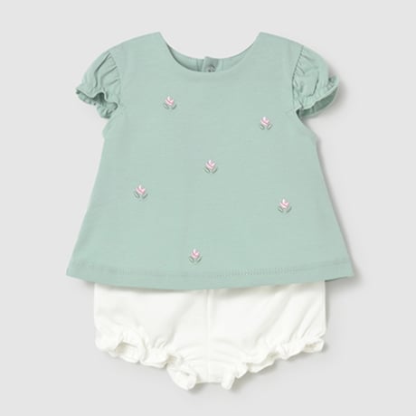 〈mayoral〉Two sets of tops and bloomers (green) ※BABY