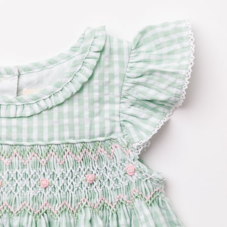 〈Albetta〉Gingham Dress (Mint green）※BABY&KIDS