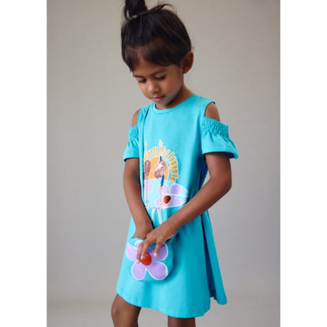 〈mayoral〉One-piece dress with pochette (aqua blue) ※KIDS