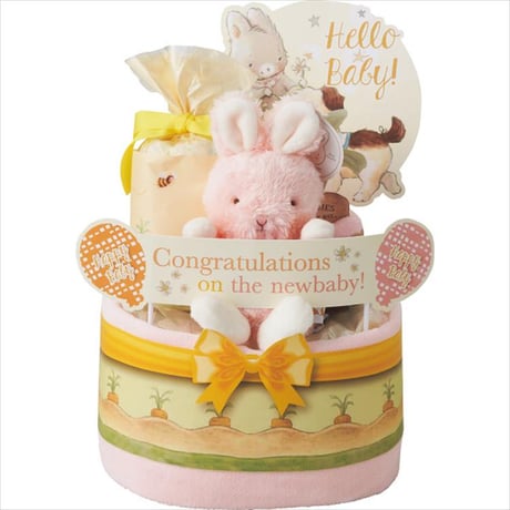 キャロットラペオリジナルダイパーケーキ〈Bunnies By The Bay〉"Rabbit" diaper cake (Pink)