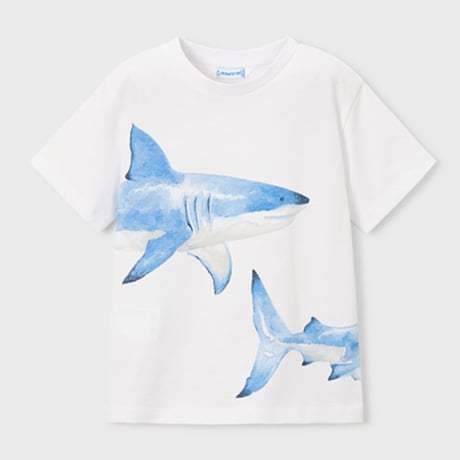〈mayoral〉Shark print T-shirt (white) ※KIDS