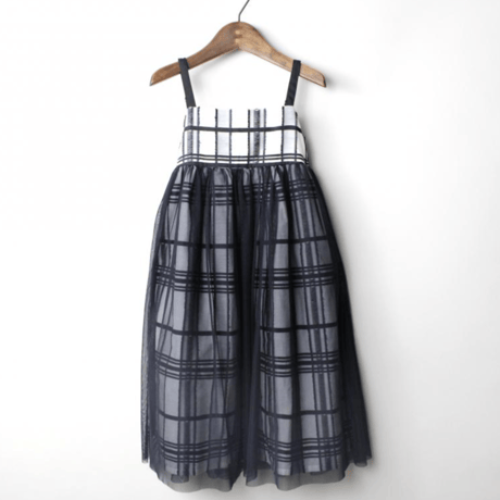 〈MAAROOK〉Sheer fringe check tulle jumper skirt ※BABY/KIDS/JUNIOR