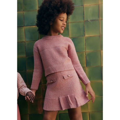 〈Abel&Lula〉Glitter knit top and bottom set (pink) ※KIDS&JUNIOR