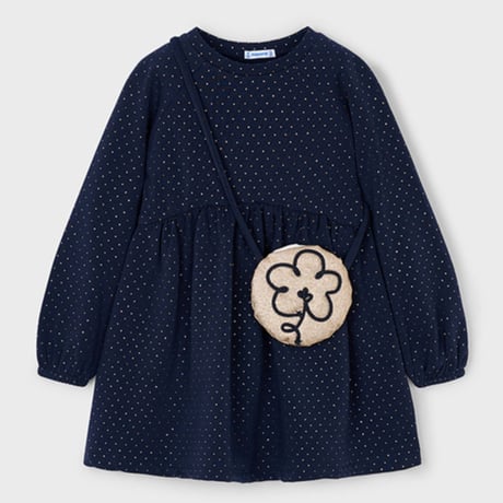 〈mayoral〉One-piece dress with pochette (navy) ※KIDS