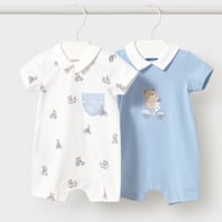 〈mayoral〉Collared romper 2-piece set (blue) ※BABY