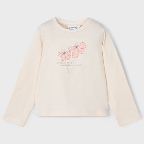 〈mayoral〉 flower embroidery long-sleeved T-shirt (pink) ※KIDS